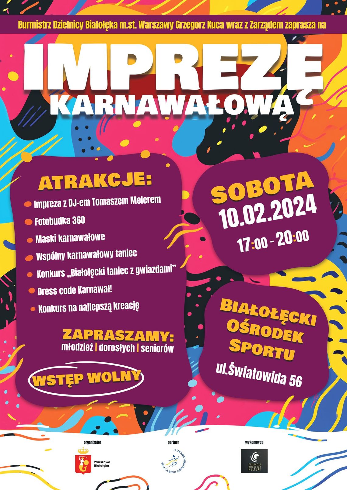 Karnawałowa impreza w Białołęckim Ośrodku Sportu.