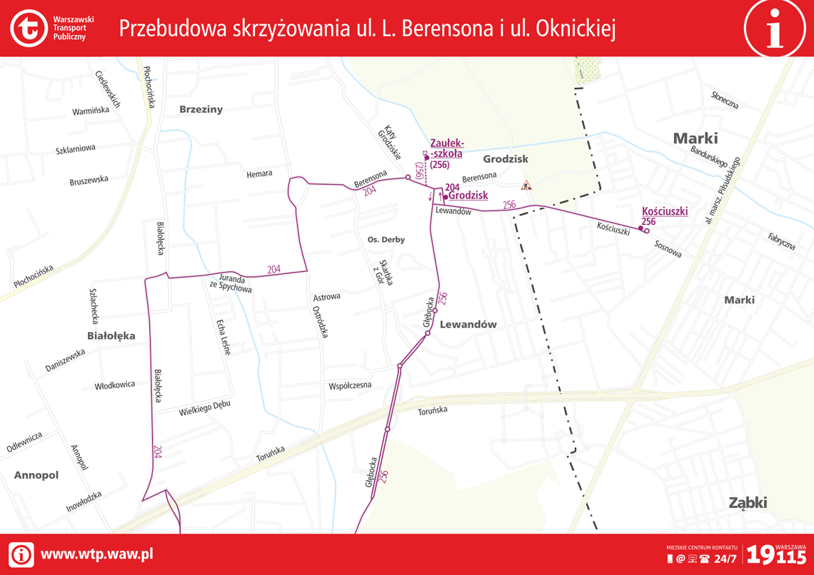 Przebudowa skrzyżowania Berensona i Oknickiej